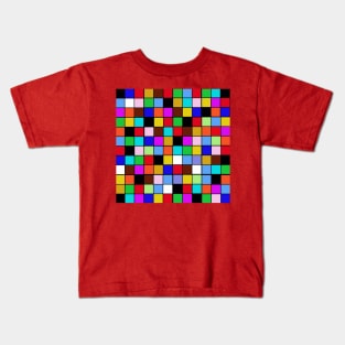 Checkerboard Color Blocks Abstract Pattern Kids T-Shirt